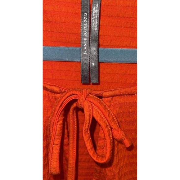 Anthropologie Shirt Doleman Sleeve Smocked Cuffs & Waist Orange Women’s Size M - Picture 2 of 8
